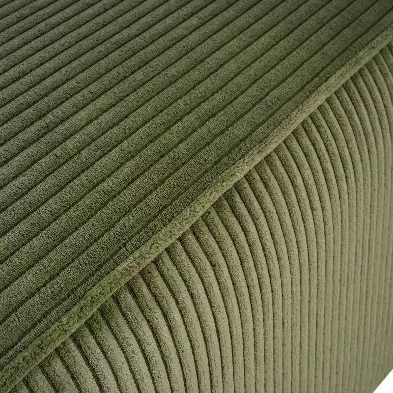 Ottoman d'appoint carré en velours côtelé et bois, vert olive