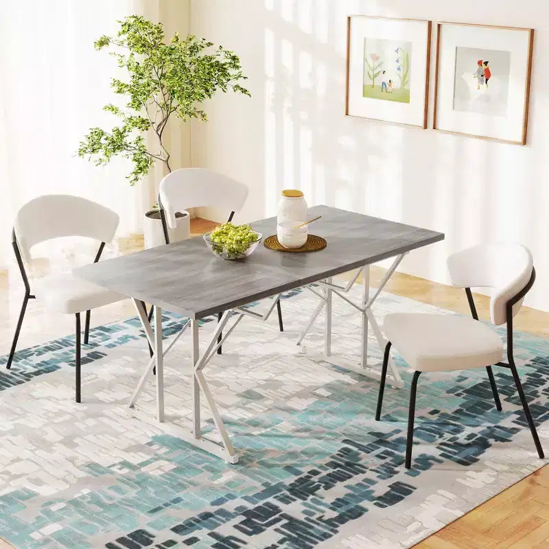 Table de salle à manger extensible de style champêtre avec piètement tréteau, table de cuisine