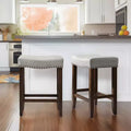 Subrtex 2PC Backless Bar Stools Modern Counter Stool Chairs Wooden Kitchen Island Stools