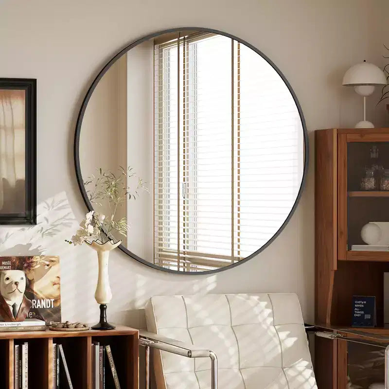 Miroir Mural Rond 24x24 pour Salle de Bain, Noir