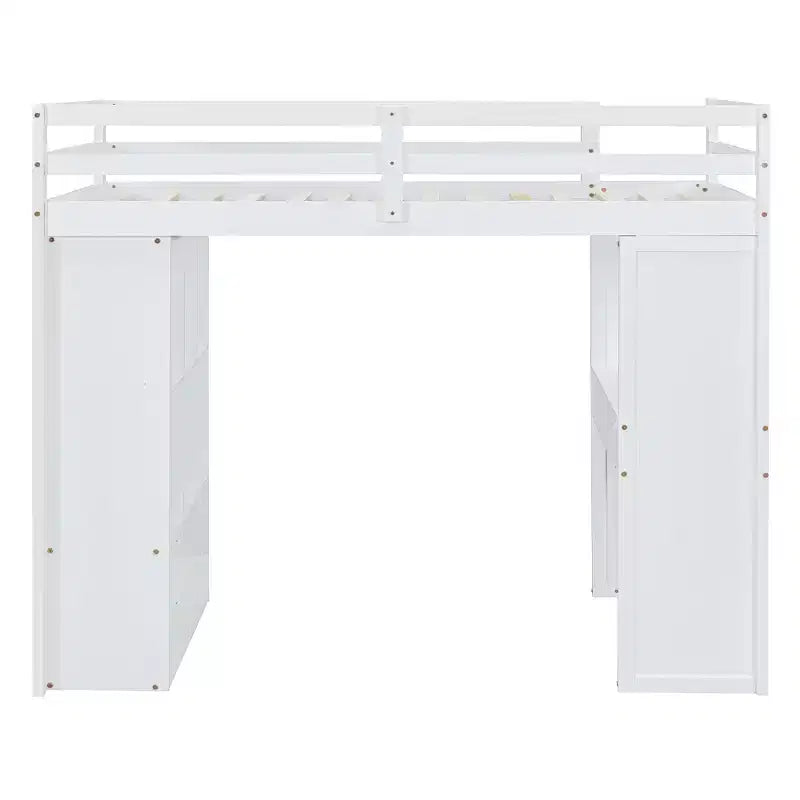 Lit mezzanine double/grand format avec bureau et lumière LED, cadre de lit mezzanine en bois massif avec étagères et échelle