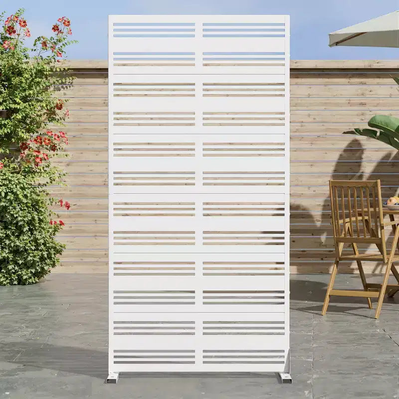 Jardinière blanche en métal avec treillis de 72 H35W pour patio de café, jardin et balcons
