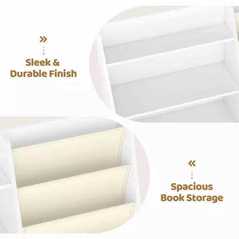 Étagère à Livres 4 Niveaux pour Enfants et Rangement de Jouets, Étagère à Livres en Tissu 5 Couches pour Tout-Petits, Organisateur de Rangement de Jouets pour Enfants, Bibliothèque Suspendue pour Enfants