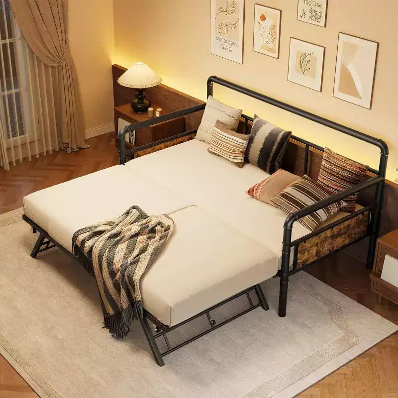 Cadre de lit de repos métallique simple, lit robuste pour salon, chambre ou chambre d'amis