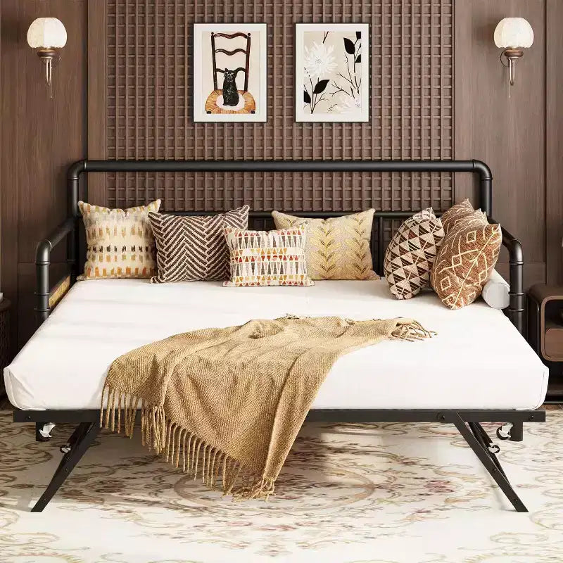 Cadre de lit de repos métallique simple, lit robuste pour salon, chambre ou chambre d'amis