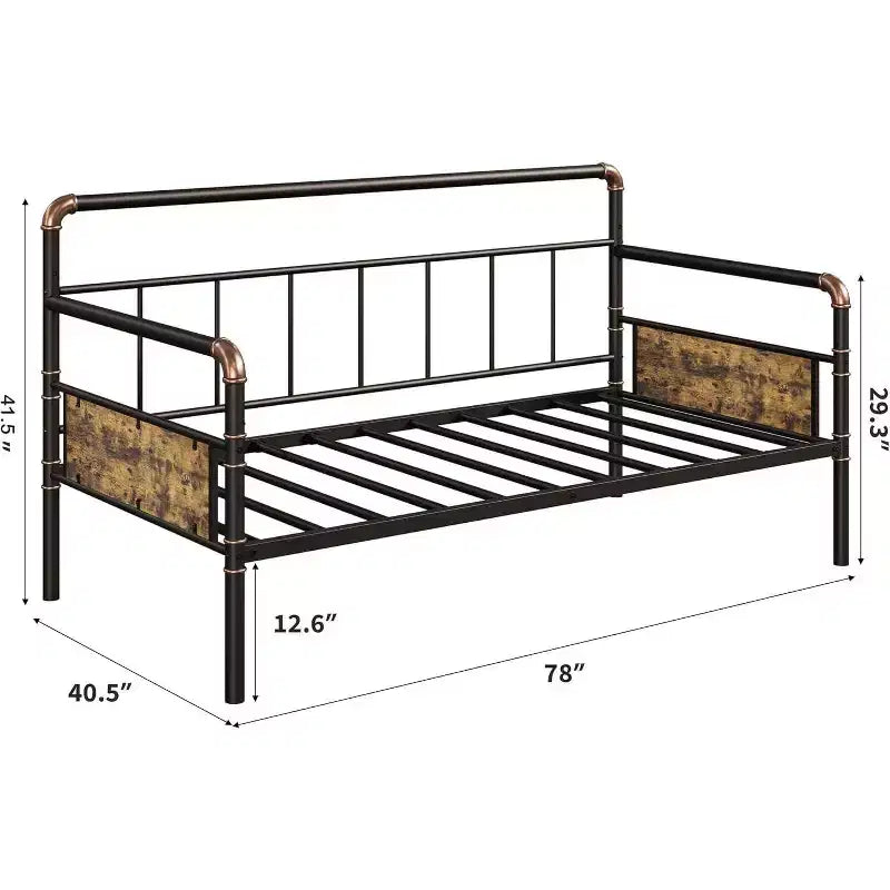 Cadre de lit de repos métallique simple, lit robuste pour salon, chambre ou chambre d'amis