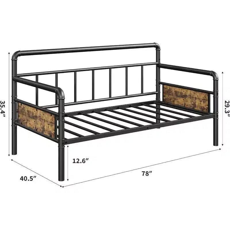 Cadre de lit de repos métallique simple, lit robuste pour salon, chambre ou chambre d'amis