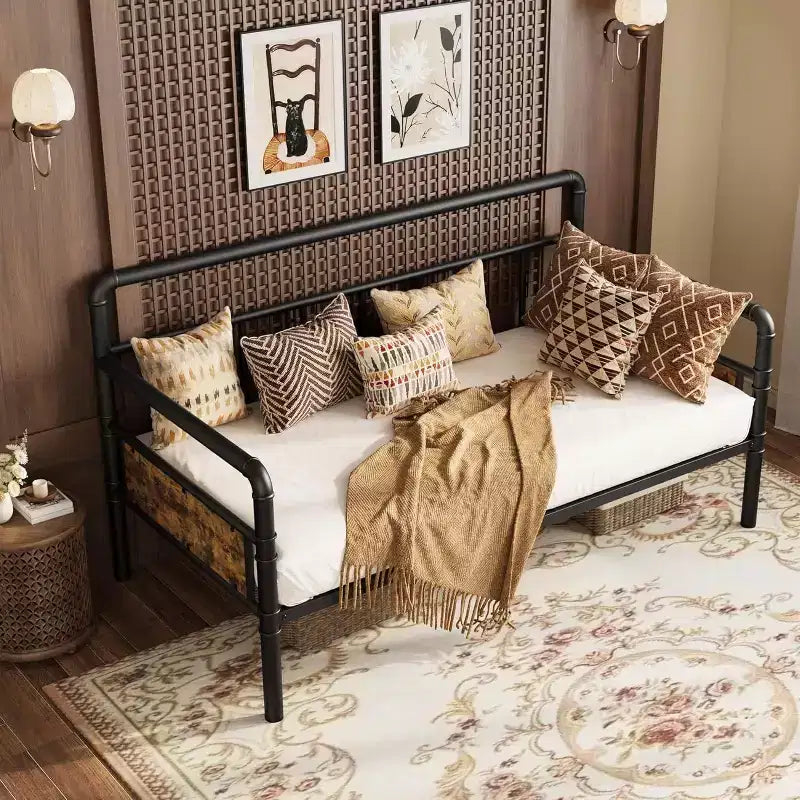 Acekool Twin Size Metal Daybed Frame, Heavy Duty Bed for Living Room, Bedroom, or Guest Room
