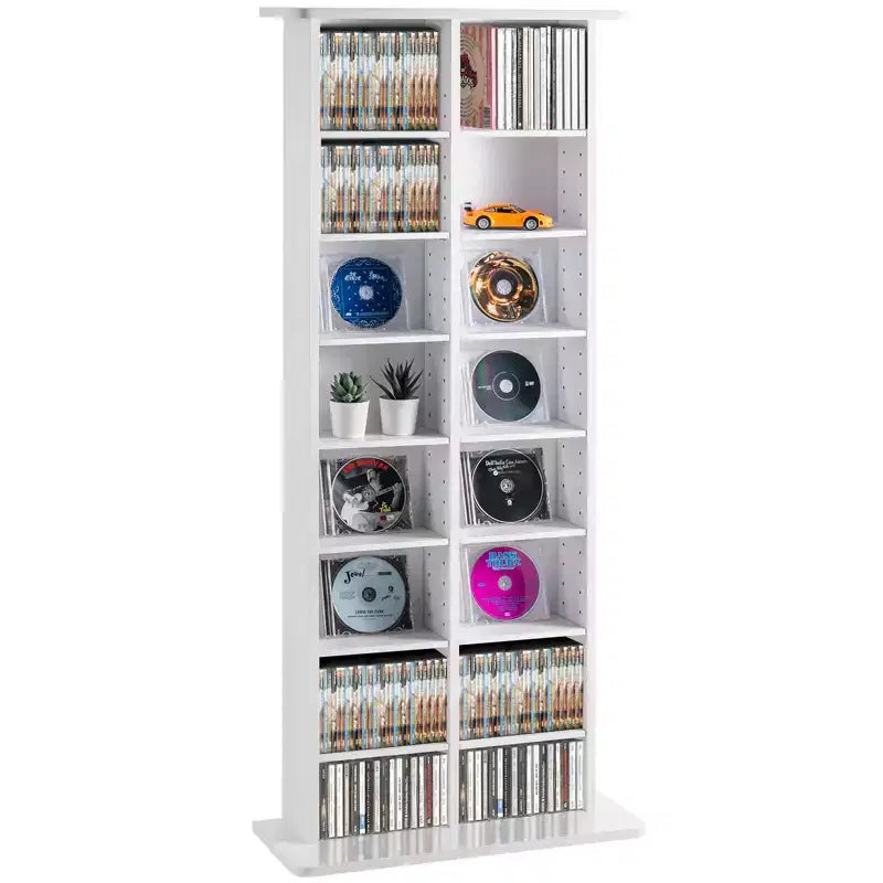 VEVOR Media Storage Cabinet, 8-layer DVD Shelf Holds up to 464 CDs, Adjustable CD Shelves 16 Compartments, Protects & Organizes Music, Movie