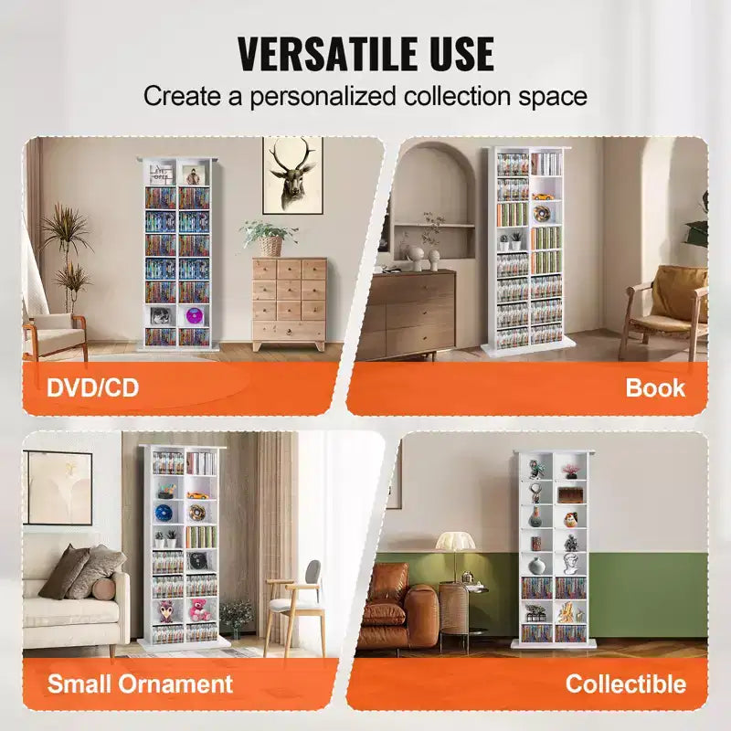 Meuble de rangement multimédia, étagère DVD 8 couches pouvant contenir jusqu'à 464 CD, étagères CD réglables 16 compartiments, protège et organise la musique, les films