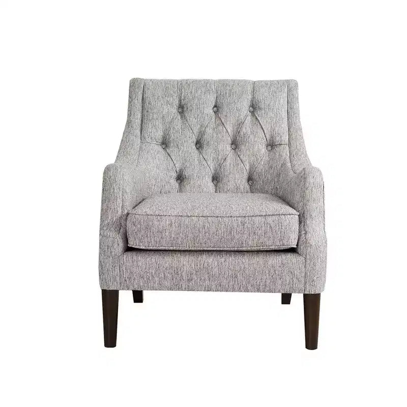 Fauteuil de salon capitonné contemporain avec coussin rembourré, fauteuil confortable avec pieds en bois pour chambre à coucher ou salle de lecture.