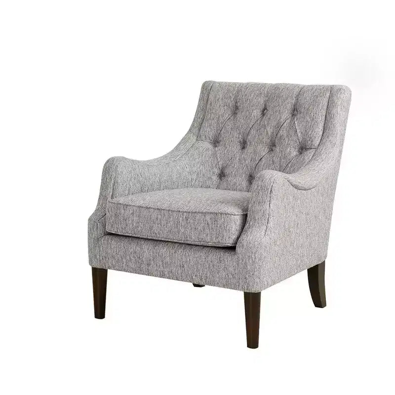 Fauteuil de salon capitonné contemporain avec coussin rembourré, fauteuil confortable avec pieds en bois pour chambre à coucher ou salle de lecture.