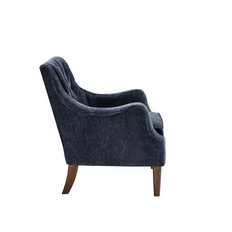 Fauteuil de salon capitonné contemporain avec coussin rembourré, fauteuil confortable avec pieds en bois pour chambre à coucher ou salle de lecture.