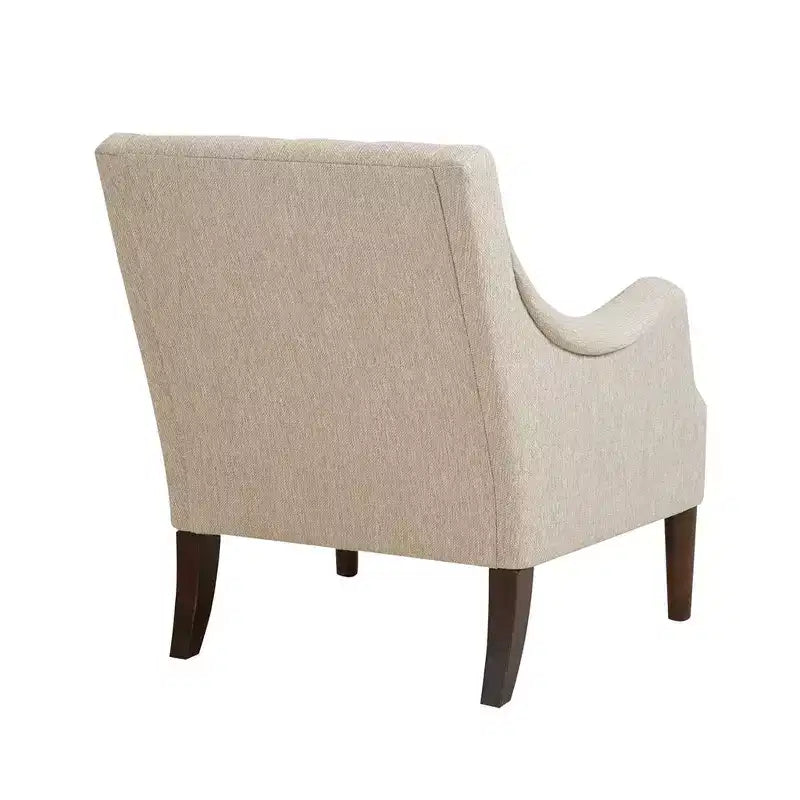 Fauteuil de salon capitonné contemporain avec coussin rembourré, fauteuil confortable avec pieds en bois pour chambre à coucher ou salle de lecture.