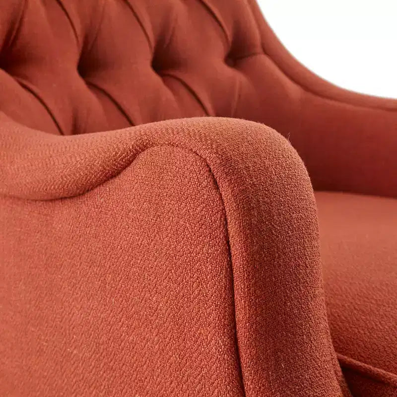Fauteuil de salon capitonné contemporain avec coussin rembourré, fauteuil confortable avec pieds en bois pour chambre à coucher ou salle de lecture.