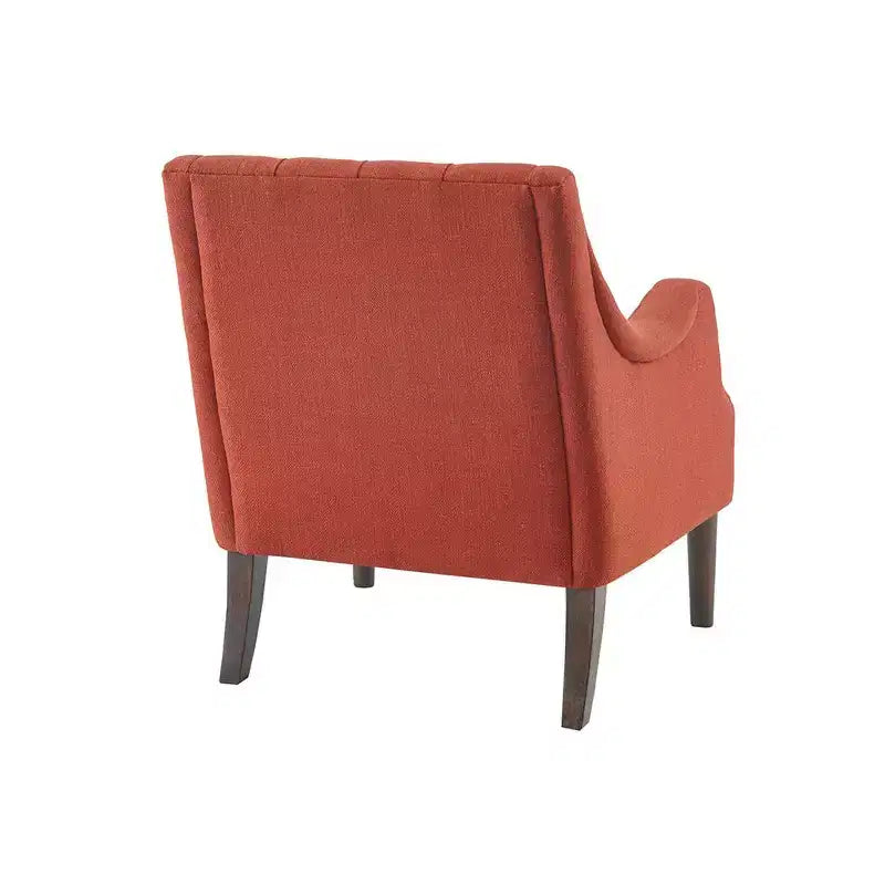 Fauteuil de salon capitonné contemporain avec coussin rembourré, fauteuil confortable avec pieds en bois pour chambre à coucher ou salle de lecture.