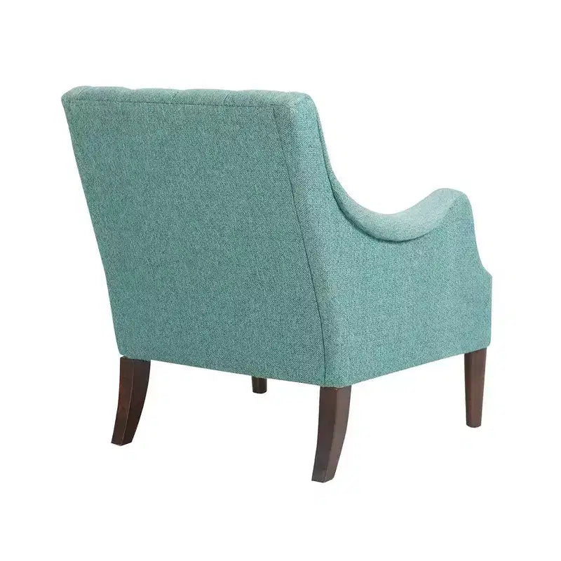 Fauteuil de salon capitonné contemporain avec coussin rembourré, fauteuil confortable avec pieds en bois pour chambre à coucher ou salle de lecture.
