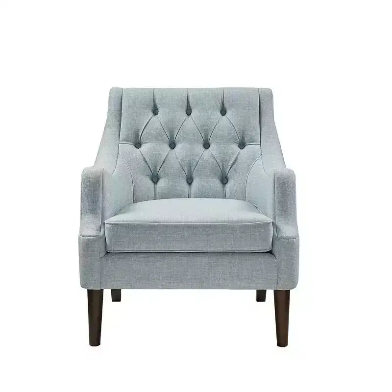 Fauteuil de salon capitonné contemporain avec coussin rembourré, fauteuil confortable avec pieds en bois pour chambre à coucher ou salle de lecture.
