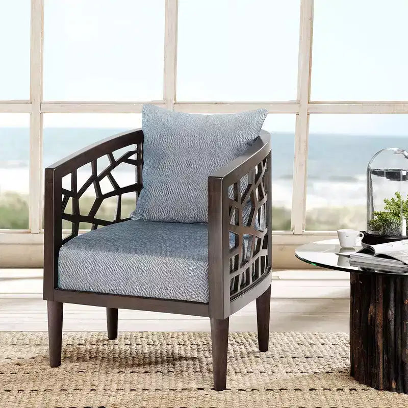 Okak Crackle Accent Chair with Comfy Upholstery Cushion Solid Wood Frame Morrocco Stylish Reading Armchair for Living Room Waiting Room