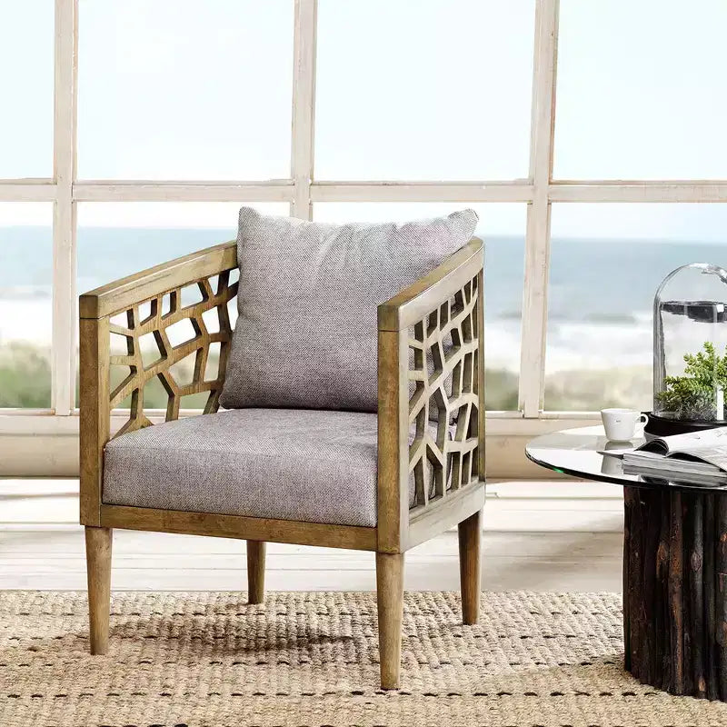 Fauteuil d'appoint avec coussin de rembourrage confortable, cadre en bois massif, fauteuil de lecture élégant Maroc pour salon, salle d'attente