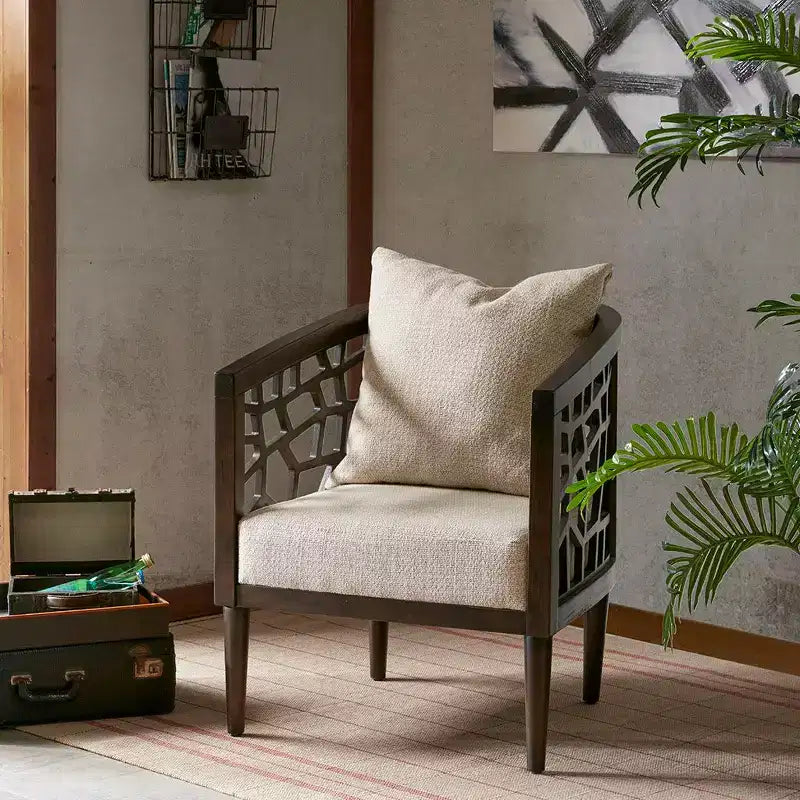 Fauteuil d'appoint avec coussin de rembourrage confortable, cadre en bois massif, fauteuil de lecture élégant Maroc pour salon, salle d'attente