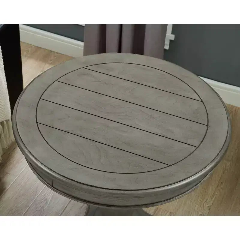 Table d'appoint avec piètement colonne en bois, design classique et robuste