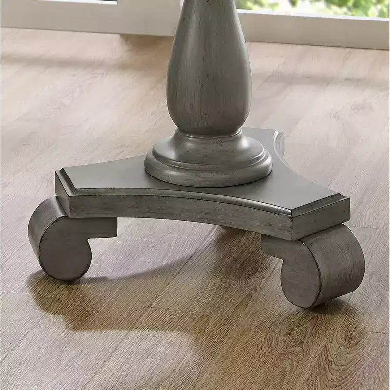 Table d'appoint avec piètement colonne en bois, design classique et robuste