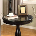 Table d'appoint avec piètement colonne en bois, design classique et robuste