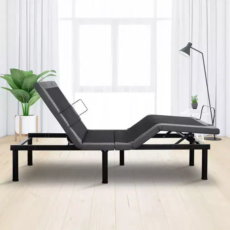 Cadre de lit ajustable, Sommier électrique avec massage, Inclinaison tête et pieds, Télécommande sans fil, 2 ports USB intégrés, Veilleuse LED