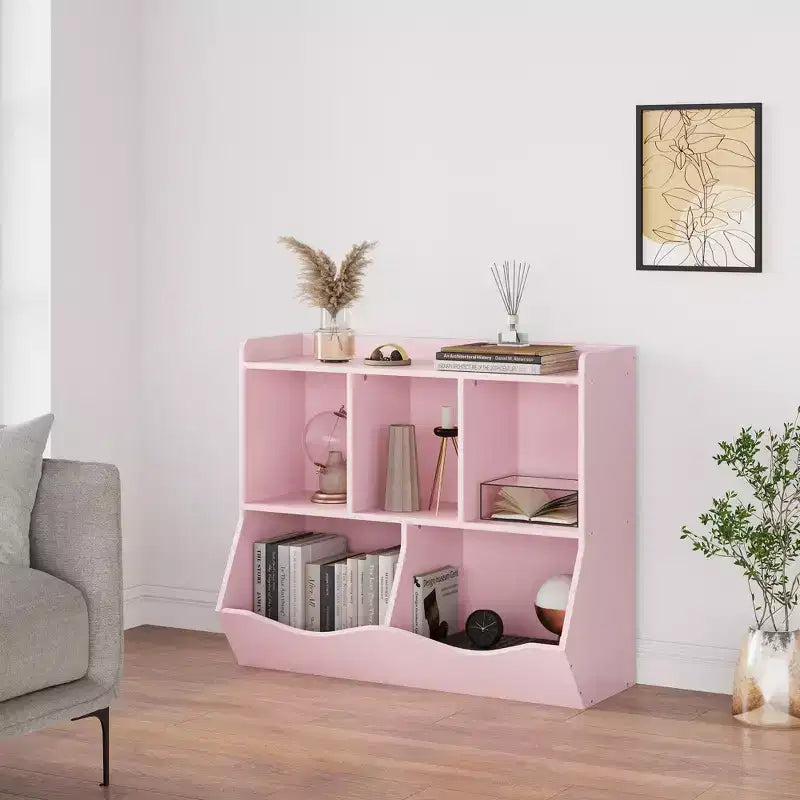 Étagère à Livres et Organisateur de Jouets pour Enfants à 2 Niveaux - Meuble de Rangement en Bois pour Salle de Jeux, Chambre d'Enfant, Chambre à Coucher (Étagère à Livres et Jouets pour Tout-Petits)