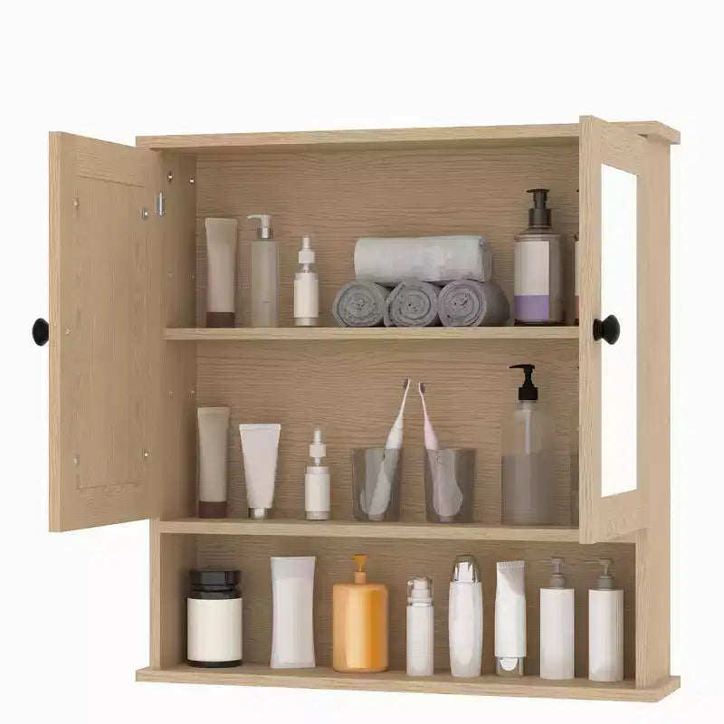 Armoire à pharmacie miroir de 22,2 pouces pour salle de bain, armoire de rangement murale au-dessus des toilettes avec étagère réglable, armoire en MDF étanche pour salle de bain