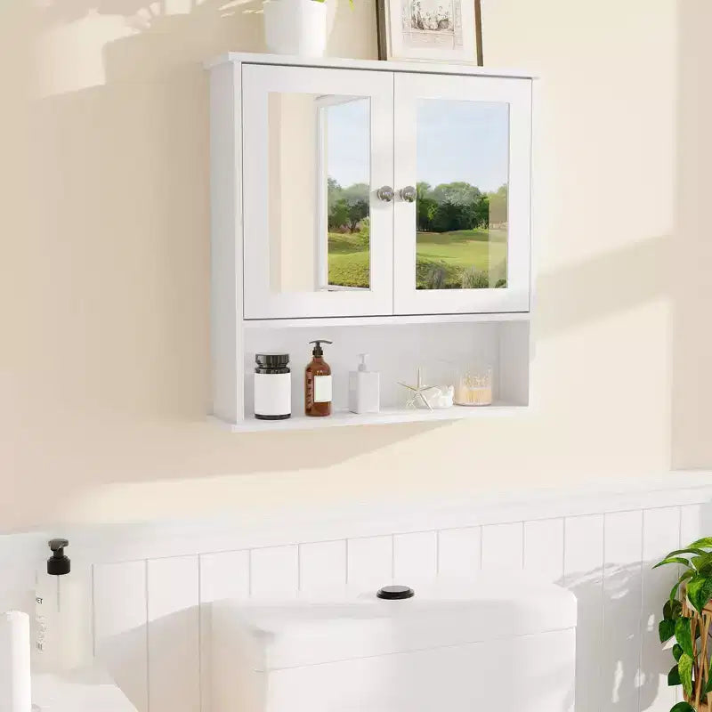 Armoire à pharmacie miroir de 22,2 pouces pour salle de bain, armoire de rangement murale au-dessus des toilettes avec étagère réglable, armoire en MDF étanche pour salle de bain