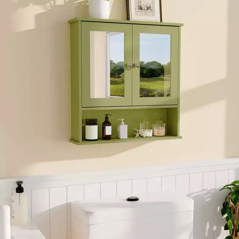 Armoire à pharmacie miroir de 22,2 pouces pour salle de bain, armoire de rangement murale au-dessus des toilettes avec étagère réglable, armoire en MDF étanche pour salle de bain