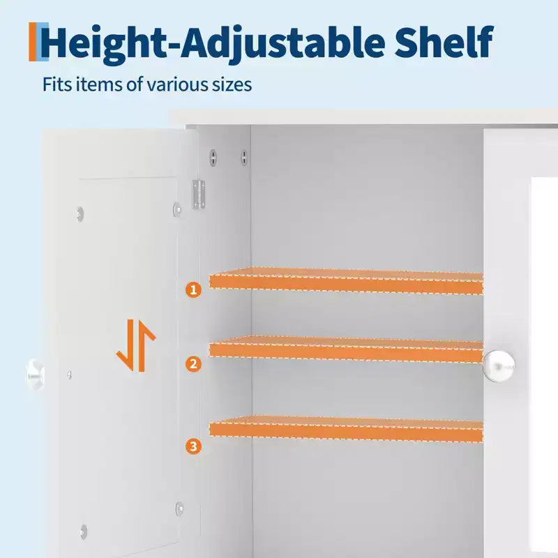 Armoire à pharmacie miroir de 22,2 pouces pour salle de bain, armoire de rangement murale au-dessus des toilettes avec étagère réglable, armoire en MDF étanche pour salle de bain