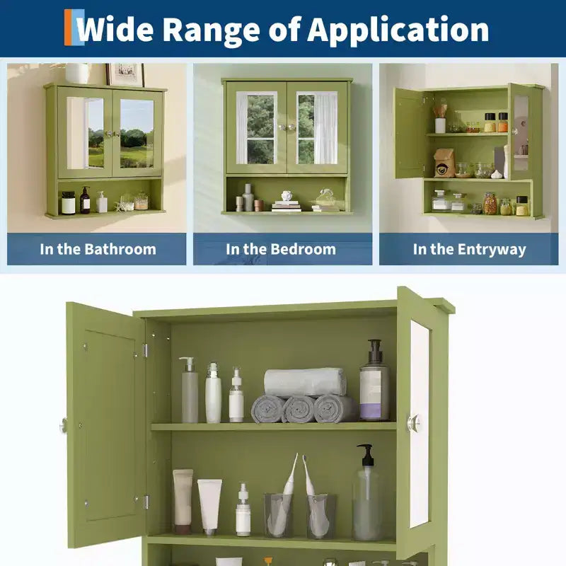 Armoire à pharmacie miroir de 22,2 pouces pour salle de bain, armoire de rangement murale au-dessus des toilettes avec étagère réglable, armoire en MDF étanche pour salle de bain