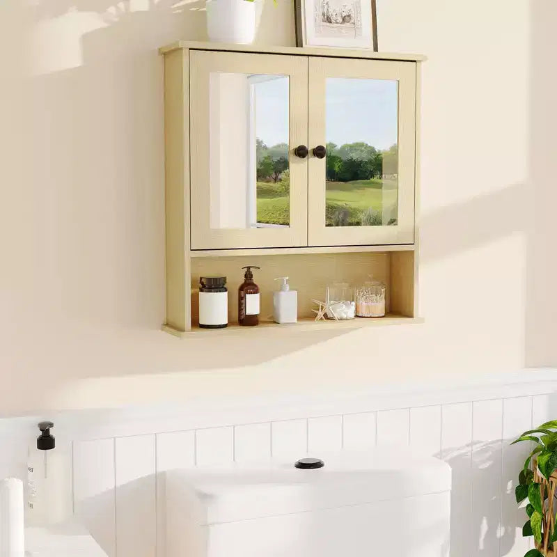 Armoire à pharmacie miroir de 22,2 pouces pour salle de bain, armoire de rangement murale au-dessus des toilettes avec étagère réglable, armoire en MDF étanche pour salle de bain