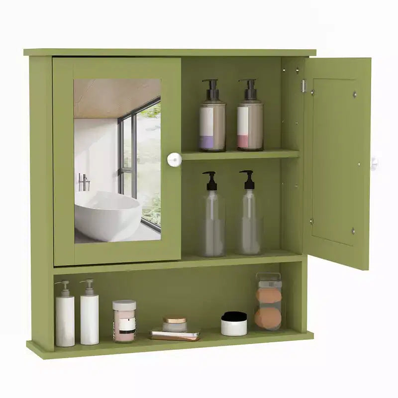 22.2 Inch Mirrored Medicine Cabinet for Bathroom, Over Toilet Wall-Mounted Storage Cabinet with Adjustable Shelf, Waterproof MDF Cabinet for Bathroom