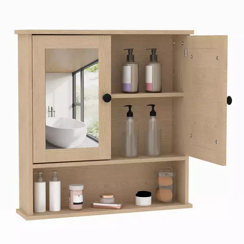 Armoire à pharmacie miroir de 22,2 pouces pour salle de bain, armoire de rangement murale au-dessus des toilettes avec étagère réglable, armoire en MDF étanche pour salle de bain