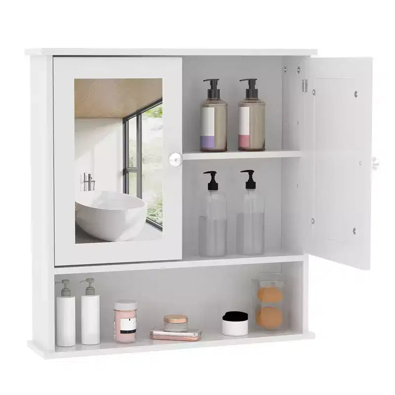 Armoire à pharmacie miroir de 22,2 pouces pour salle de bain, armoire de rangement murale au-dessus des toilettes avec étagère réglable, armoire en MDF étanche pour salle de bain