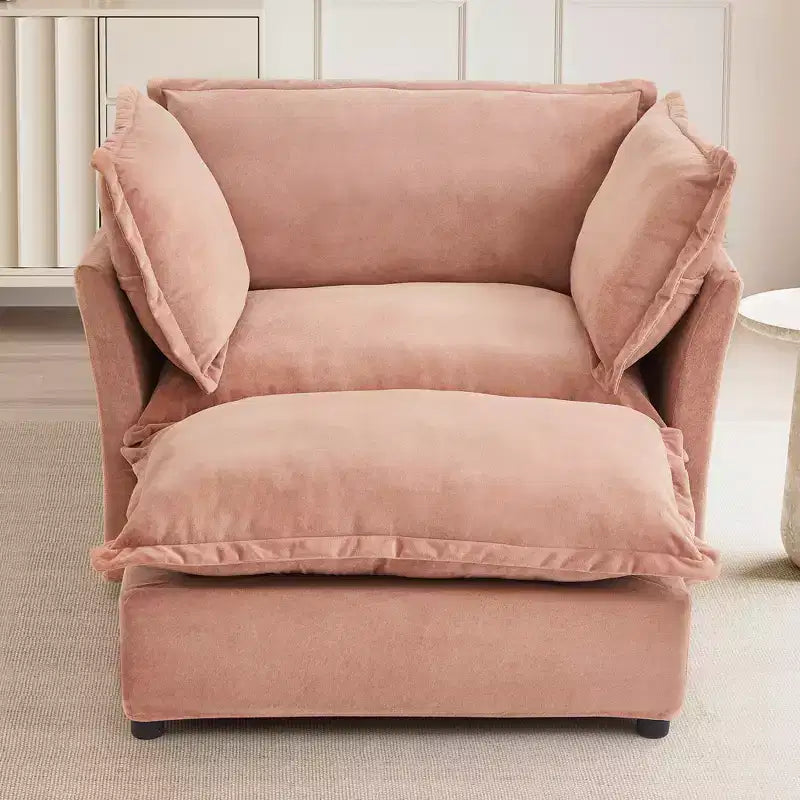 GDFStudio Becky Modern 47 Armchair Sofa with Movable Ottoman