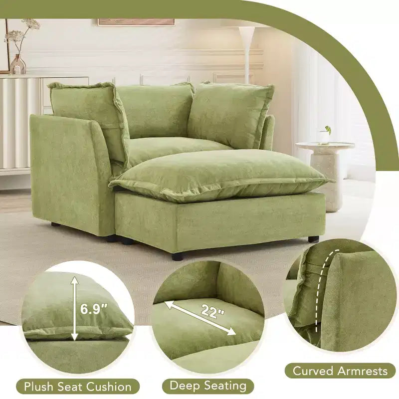 Canapé Fauteuil Moderne avec Ottomane Mobile