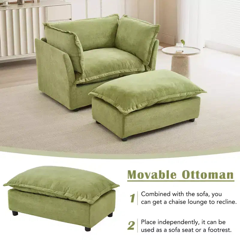 Canapé Fauteuil Moderne avec Ottomane Mobile