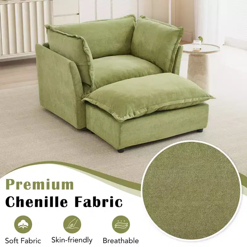 Canapé Fauteuil Moderne avec Ottomane Mobile