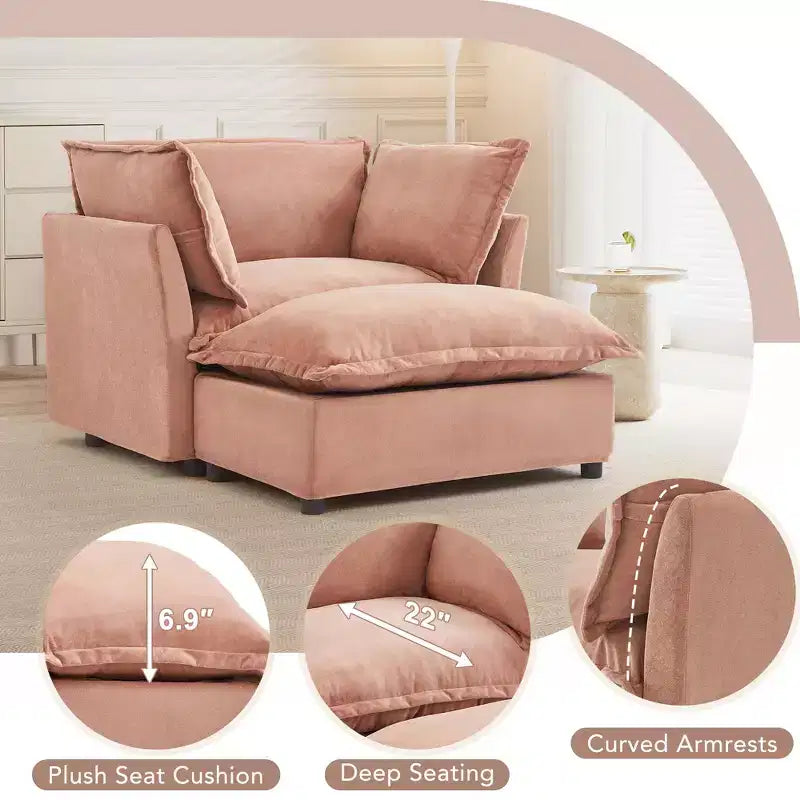 Canapé Fauteuil Moderne avec Ottomane Mobile