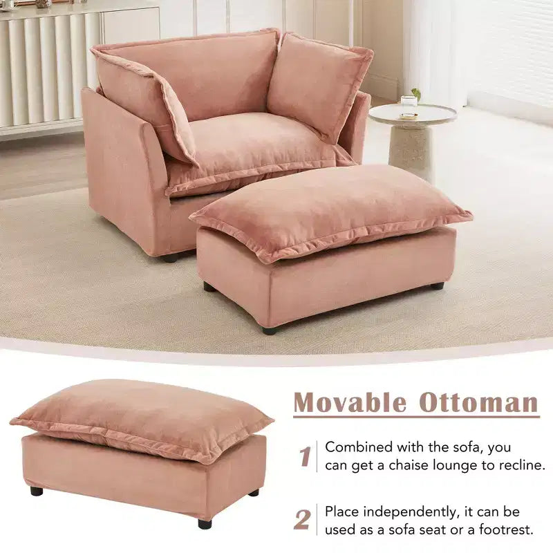 Canapé Fauteuil Moderne avec Ottomane Mobile