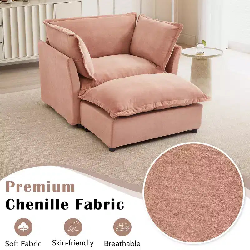 Canapé Fauteuil Moderne avec Ottomane Mobile