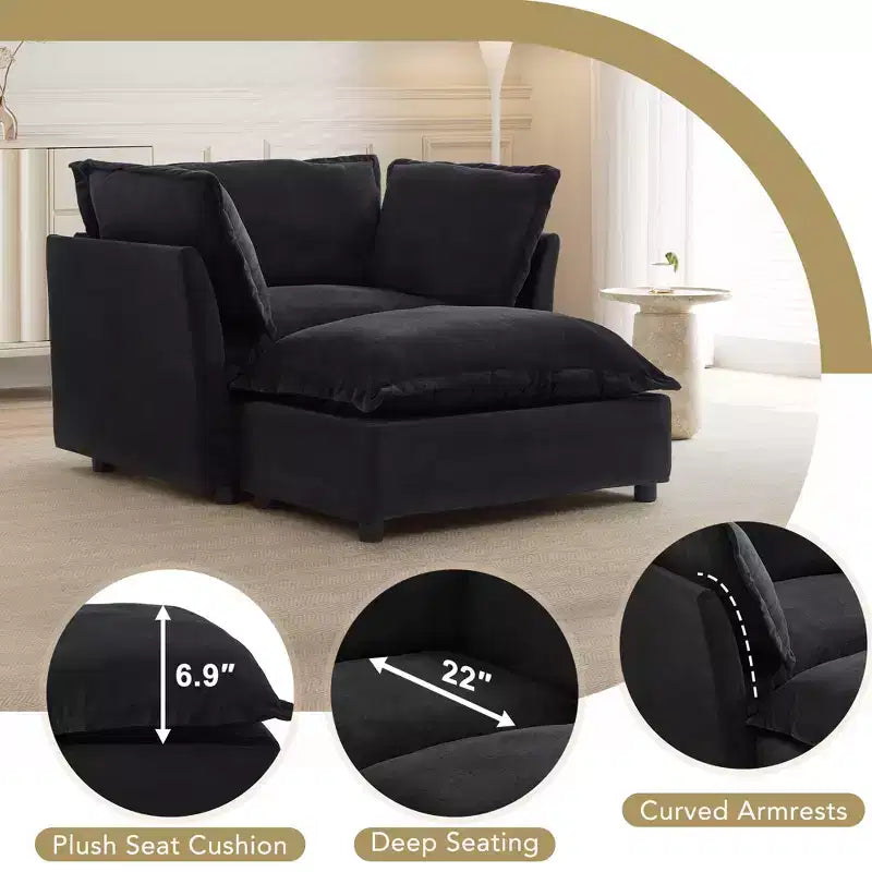 Canapé Fauteuil Moderne avec Ottomane Mobile