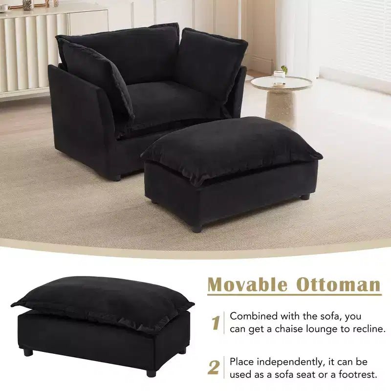 Canapé Fauteuil Moderne avec Ottomane Mobile