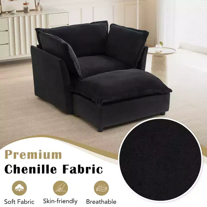 Canapé Fauteuil Moderne avec Ottomane Mobile