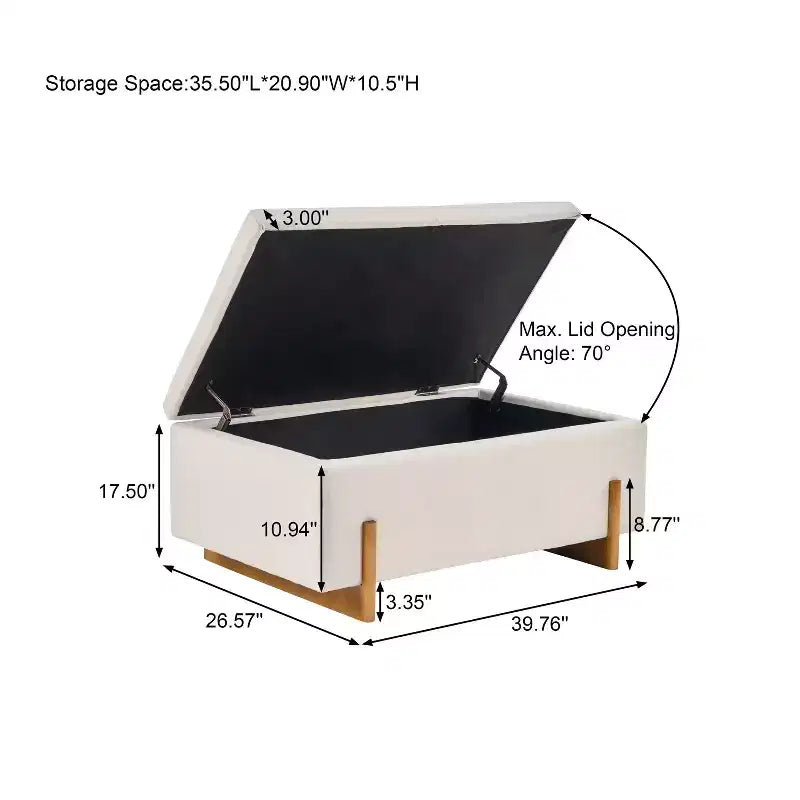 Banc de rangement ottoman rembourré moderne avec couvercle à charnière